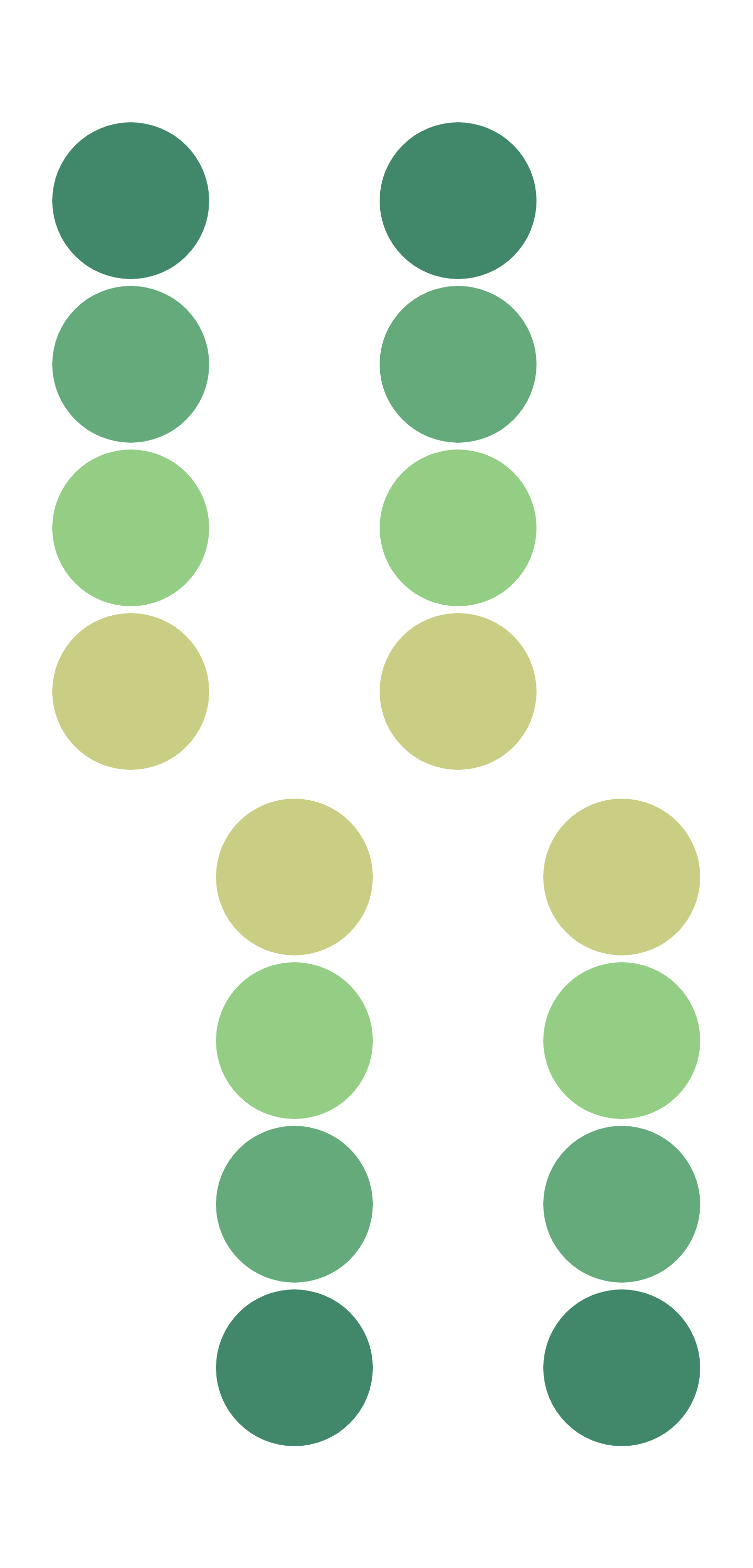 first grid of green circles