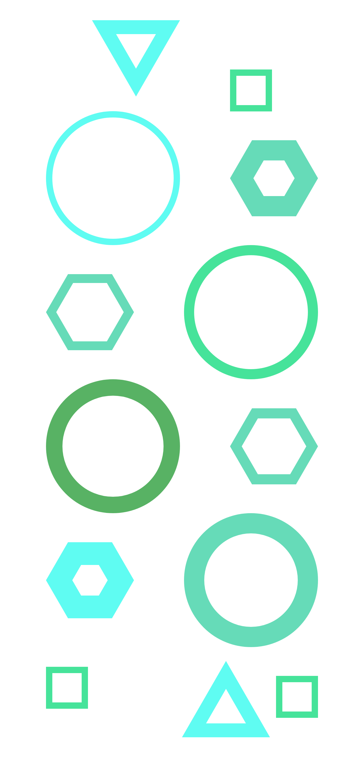 third grid of squares circles triangles hexagons