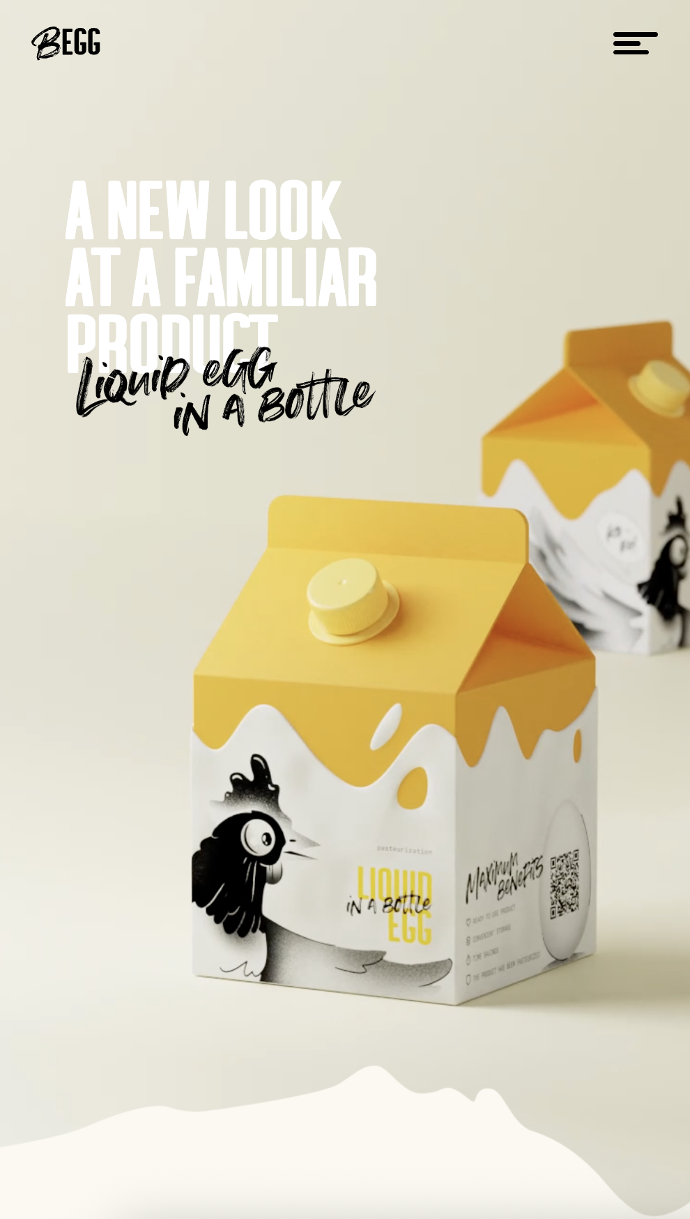 Picture of a homepage, mobile. Egg site.